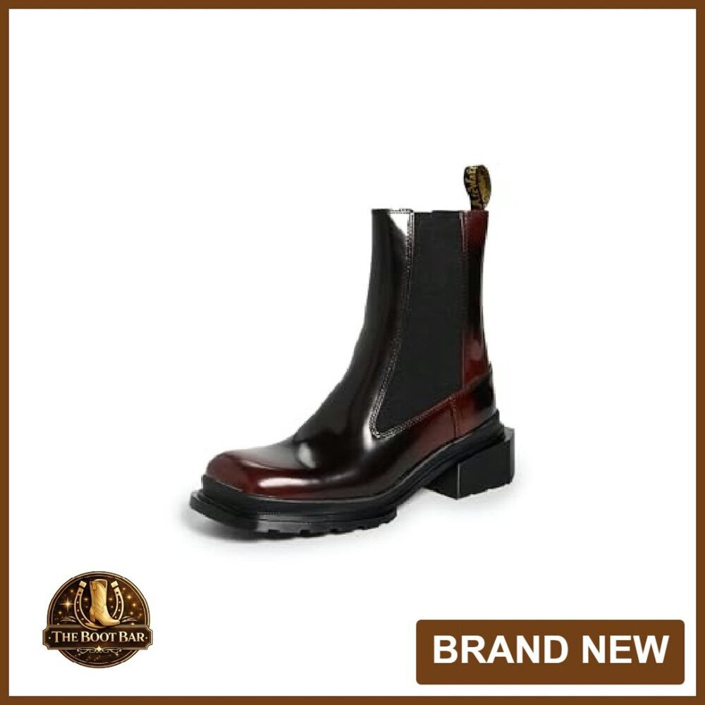 Square Toe Chelsea Boots Slip On Elastic Panels Low Profile Sole - Picture 2 of 5